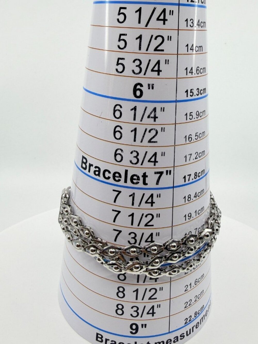 Silver Tone Geometric Multi-Row Chain Bracelet - Boho Statement Jewelry - Picture 10 of 11